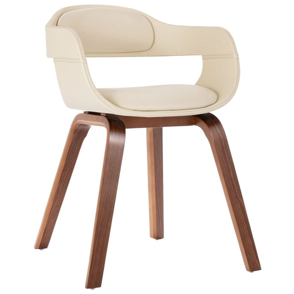 Vidaxl Jedálenská stolička, biela, ohýbané drevo a umelá koža